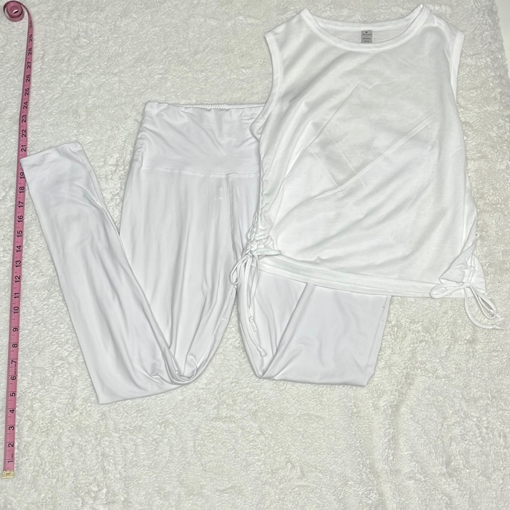 White leggings and tank top. Size medium outfit